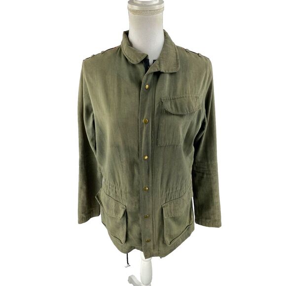 John Eshaya Jackets & Blazers - John Eshaya Womens Olive Field Southwest Aztec‎ Art Cargo Jacket M/L